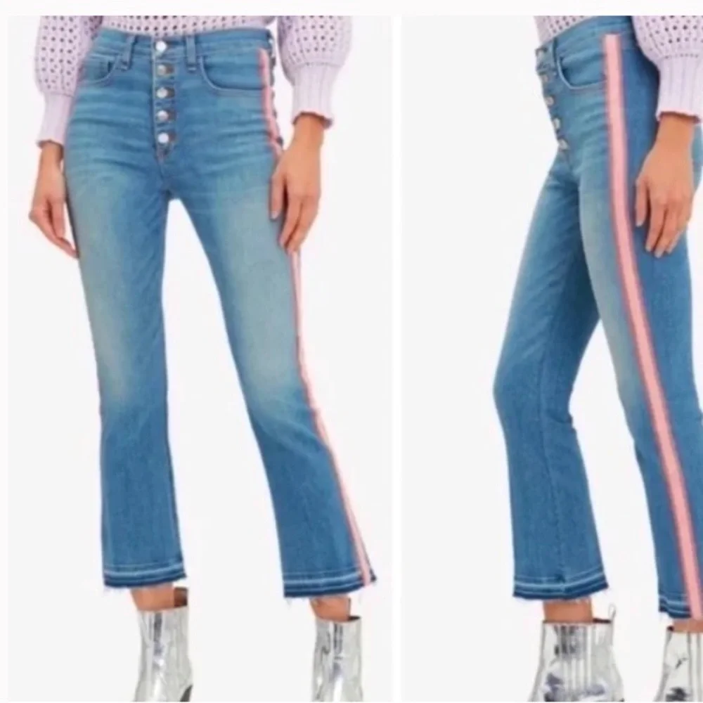 💙 Veronica Beard Carolyn 10” Baby Boot Pink Stripe Jeans - Picture 14 of 14